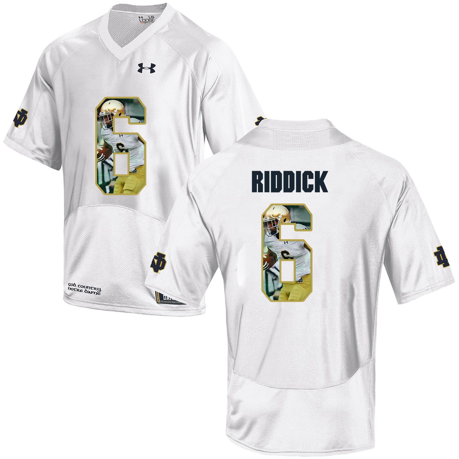 Men Norte Dame Fighting Irish #6 Riddick White Fashion Edition Customized NCAA Jerseys